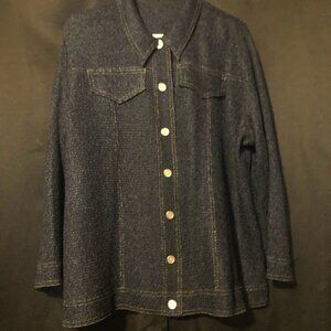 Women's Button Down Super Stretchy Denim Colored Shirt NWOT